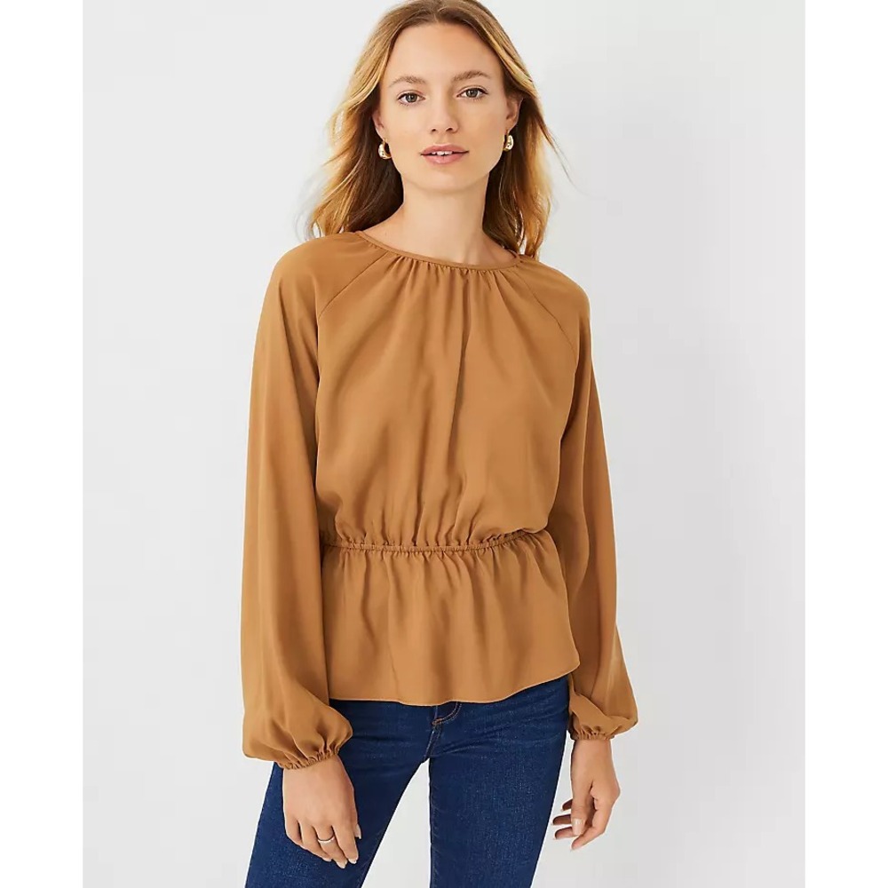 Ann Taylor Cinched Waist Top Blouse Size XS Lightweight Career Shirt NWT